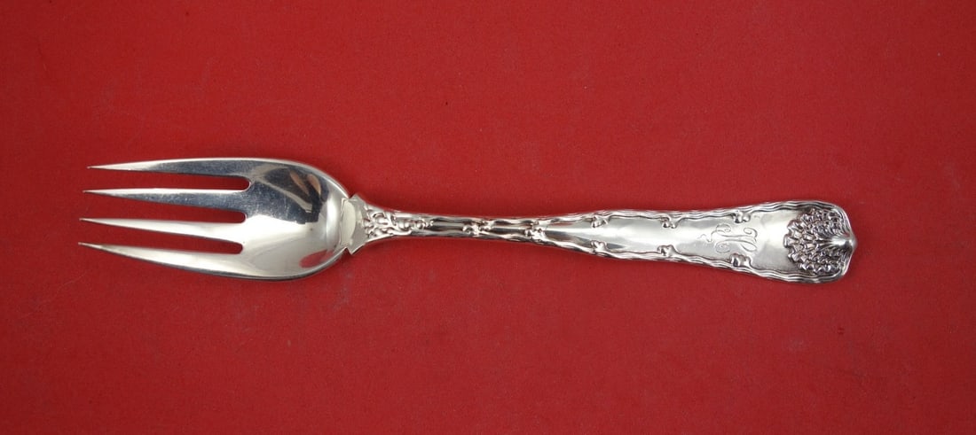 Tiffany & Co Wave Edge Sterling Silver Fish Fork 6 3/4: Tiffany & Co Wave Edge Sterling Silver Fish Fork 6 3/4 This is a Tiffany & Co. sterling silver fish fork in the Wave Edge pattern, dating from 1850-1899. The fork features notched shoulders and measur