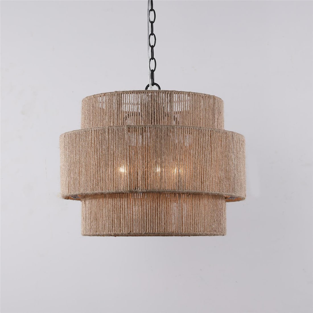 Terracotta Whitsunday Matta Black Abaca Chandelier 3 Bulb E12 (1 of 2)