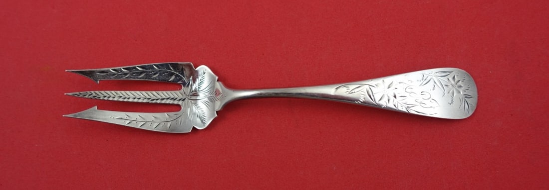 Floral Pattern Unknown Sterling Silver Pastry Fork 6 3/8" (1 of 2)