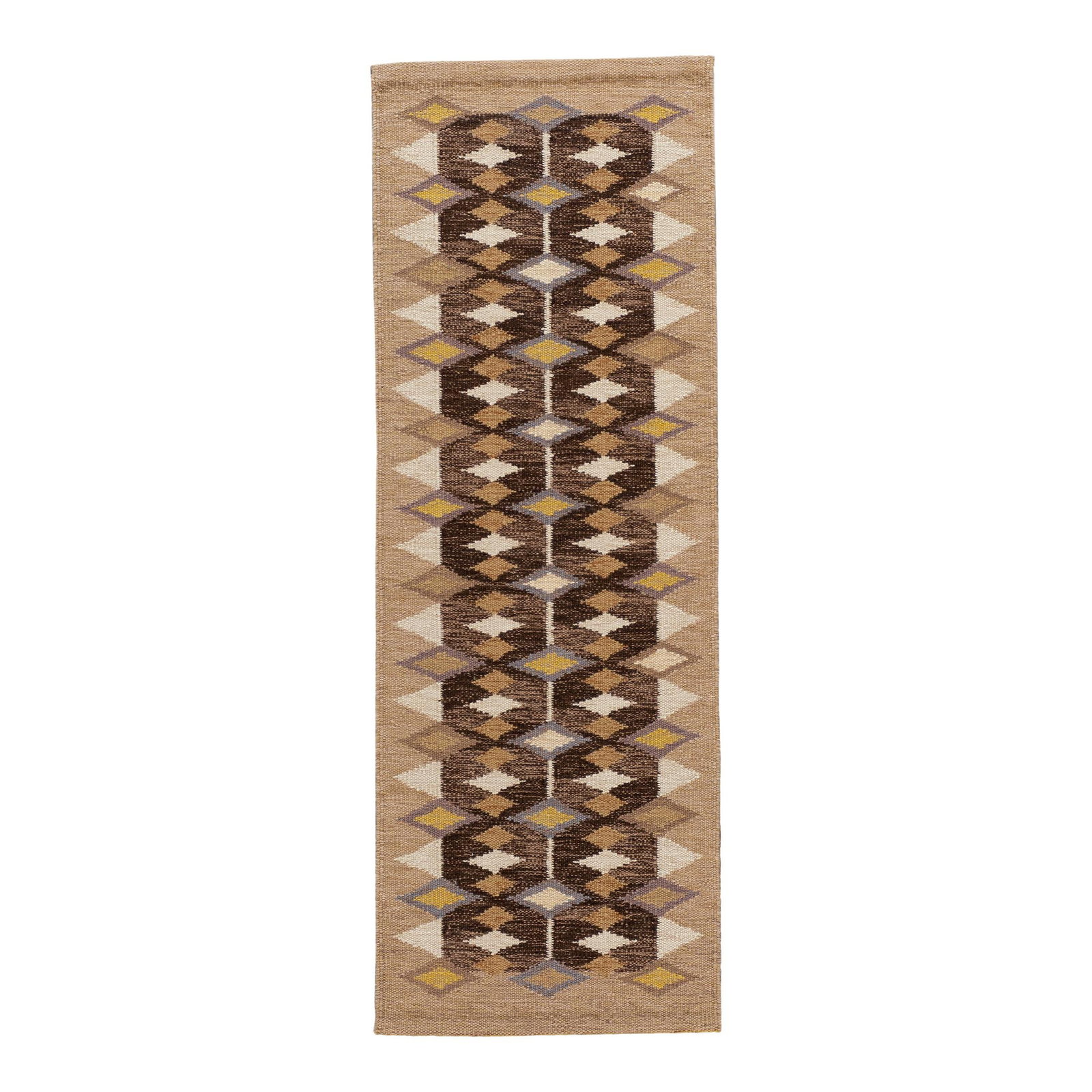 Scandinavian Flatweave Wool Runner Brown Geometric Design 2'9 x 7'9 (1 of 10)