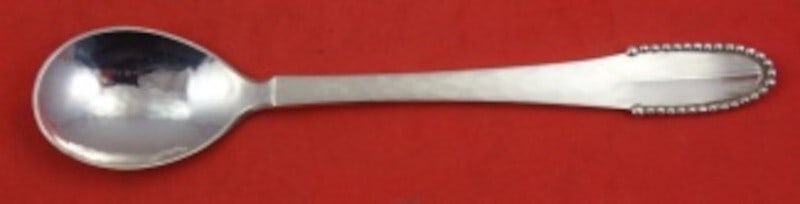 Georg Jensen Beaded Sterling Silver Ovoid Coffee Spoon 4.5 Inches (1 of 2)