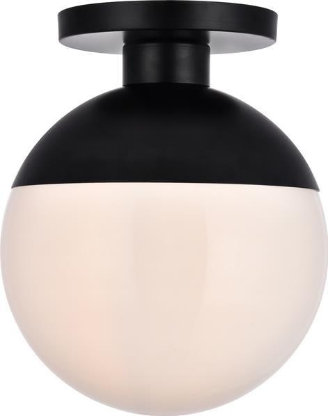 Elegant Lighting Eclipse Black Flush-Mount Ceiling Light with Frosted Glass (1 of 1)