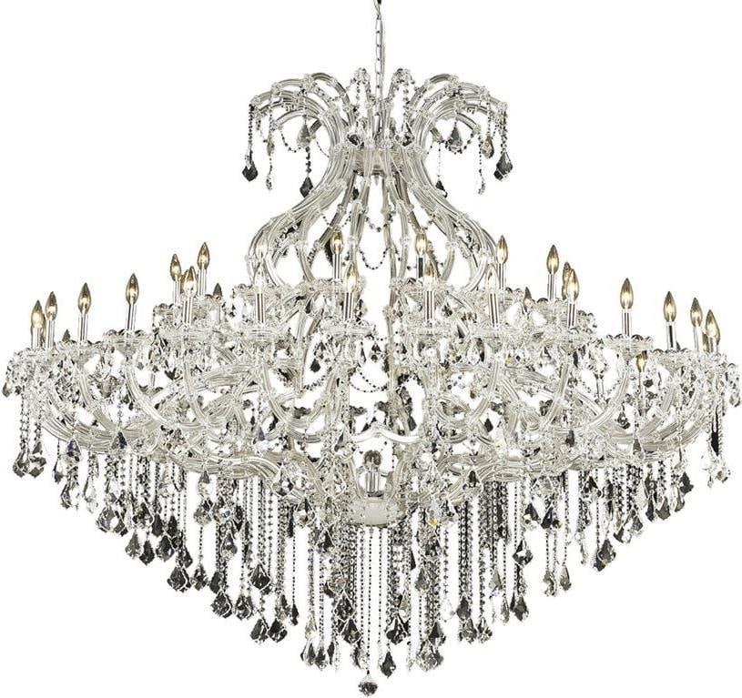 Elegant Lighting Maria Theresa Chrome Chandelier 60H 72W 72D UL-Listed: Elegant Lighting Maria Theresa Chrome Chandelier 60H 72W 72D UL-Listed Illuminate your space with this stunning Maria Theresa chandelier, a standout piece in Rococo style. This bowl chandelier feature