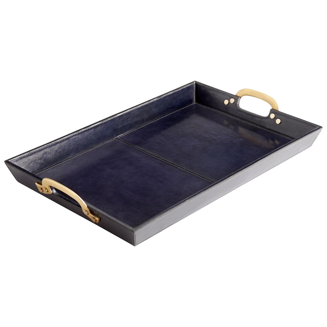 Transitional McQueen Tray Brass Blue 24.25 Inches (1 of 1)