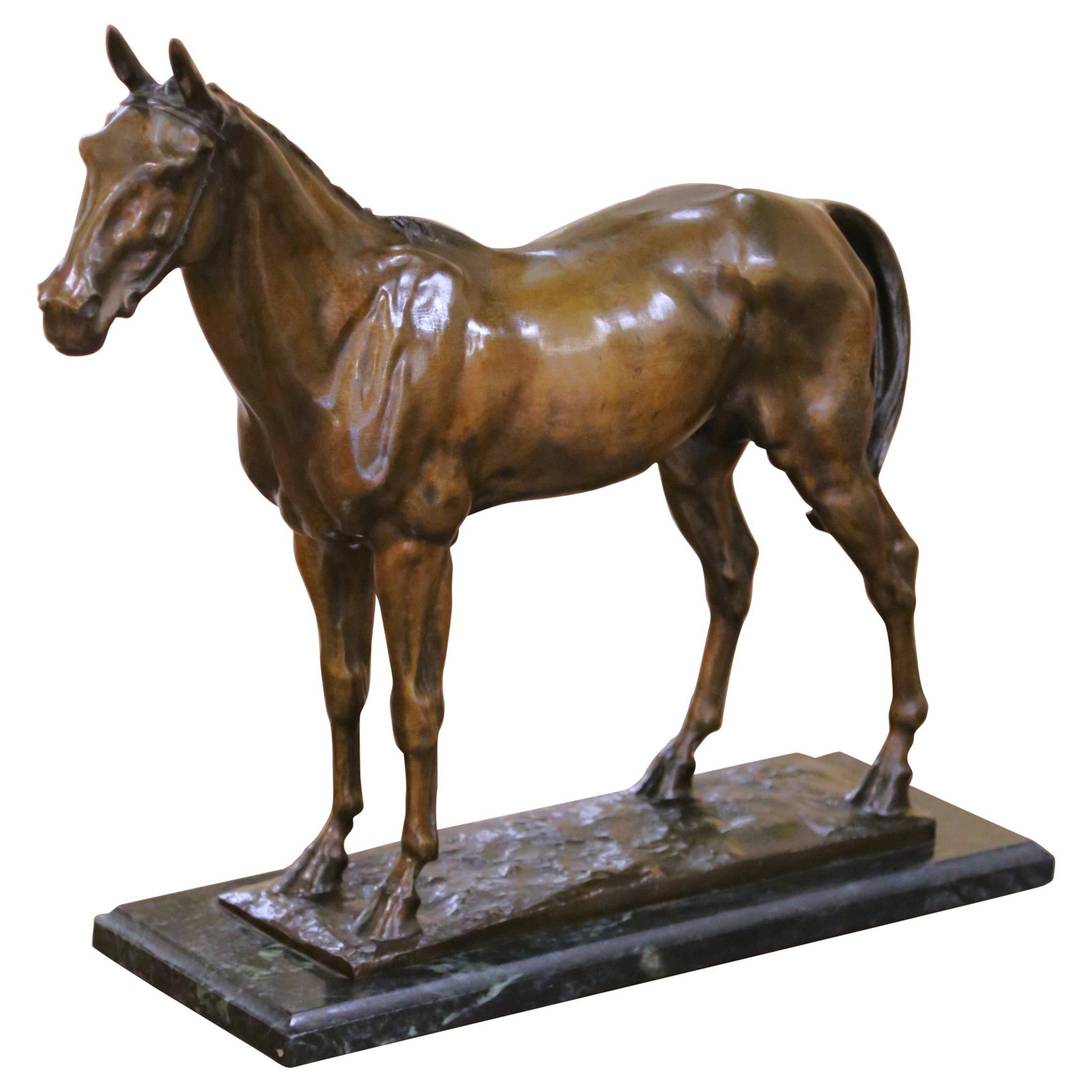 Bronze Horse Statue on Marble Signed Christophe Fratin 19th Century French: Bronze Horse Statue on Marble Signed Christophe Fratin 19th Century French This mid-19th century French sculpture, signed by Christophe Fratin, depicts a finely modeled horse standing at rest. Crafted