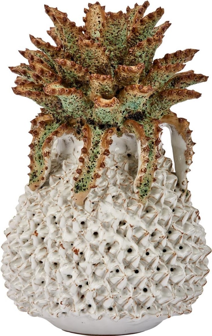 Handcrafted Thai Ceramic Blue Pineapple Vase 8H x 5.5W x 5.5D: Handcrafted Thai Ceramic Blue Pineapple Vase 8H x 5.5W x 5.5D This exquisite Thai handcrafted vase showcases a stunning blue pineapple design, making it a unique addition to any collection. Crafted fr