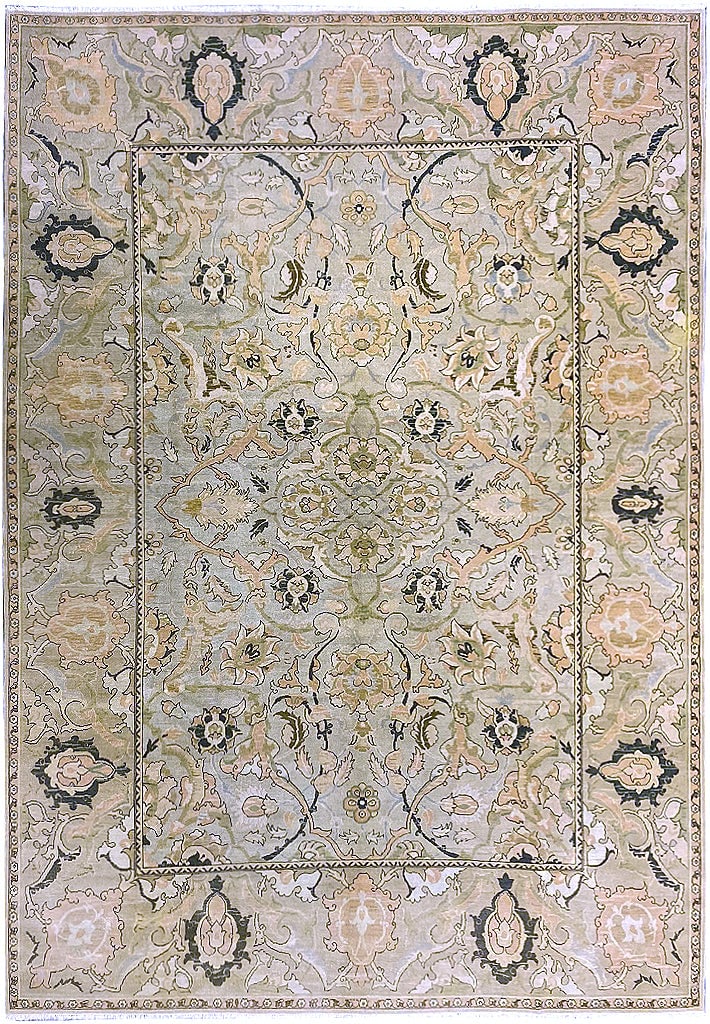 Handmade 10.1 x 14.3 Light Mint Green Chobi Peshawar Area Rug (1 of 10)