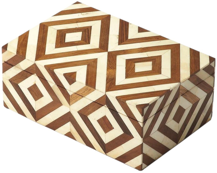 Butler Genuine Bone Teak Storage Box 5H 12W 8D Transitional Style (1 of 1)