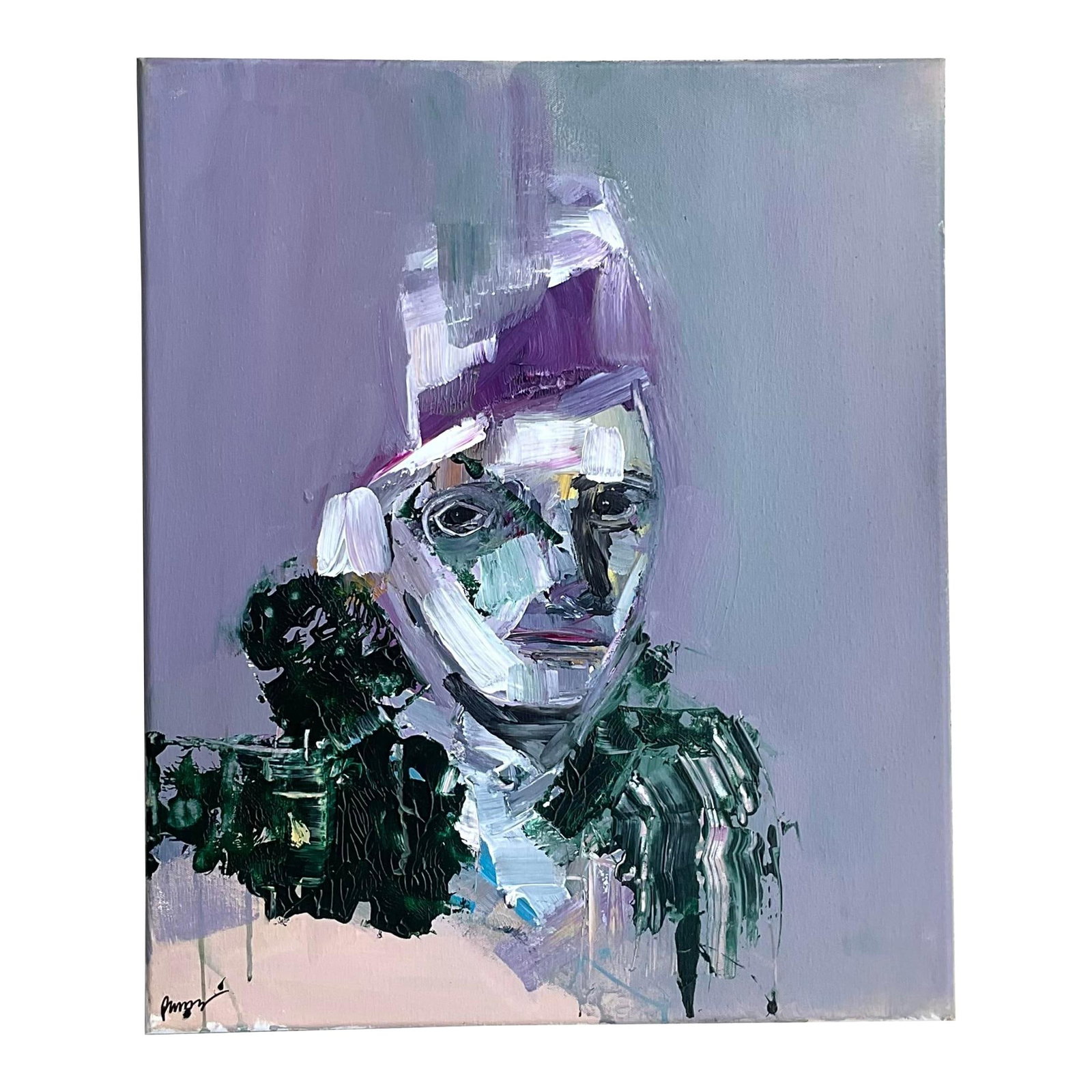 Vintage Boho Abstract Figurative Oil Painting 20 x 24 Lavender Canvas: Vintage Boho Abstract Figurative Oil Painting 20 x 24 Lavender Canvas Transform your living space with this Vintage Boho Original Abstract Figurative Oil Painting on Canvas. This stunning artwork,