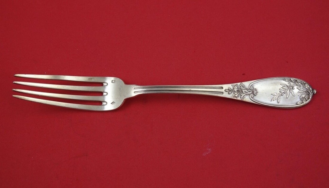Henin & Vivier French Sterling Silver Fork 8 1/2 with Laurel Branch (1 of 2)