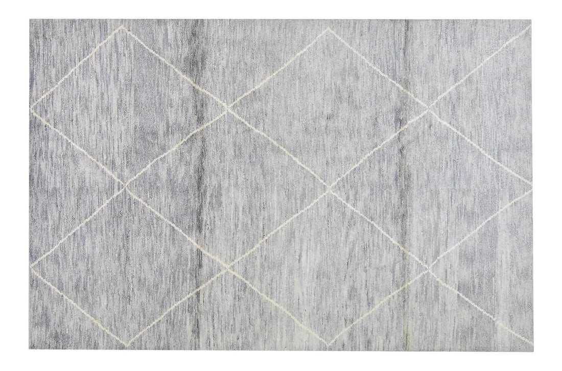 5'8 x 8'4 Wool Beni Ourain Moroccan Hand Knotted Contemporary Gray Rug: 5'8 x 8'4 Wool Beni Ourain Moroccan Hand Knotted Contemporary Gray Rug This Moroccan Beni Ourain rug features a hand-knotted construction using natural colors, offering a contemporary style and a soft