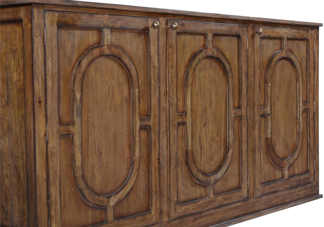 Braxton Three-Door Sideboard Rustic Pecan Solid Mango French Style - 3