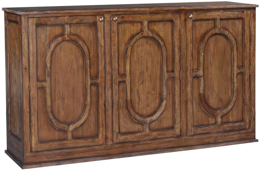 Braxton Three-Door Sideboard Rustic Pecan Solid Mango French Style - 5