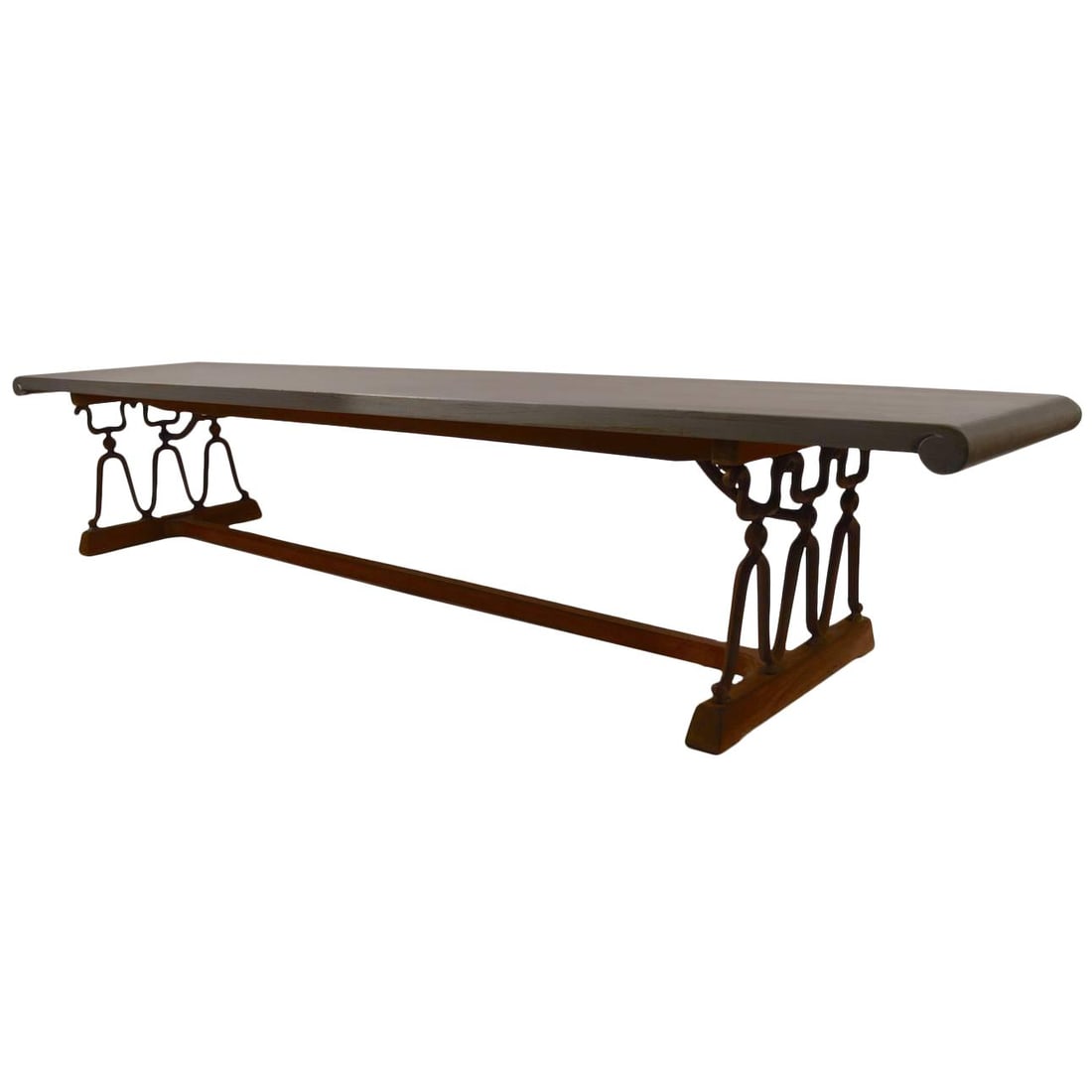 Casa Del Sol wood and metal bench coffee table with silver painted top (1 of 10)