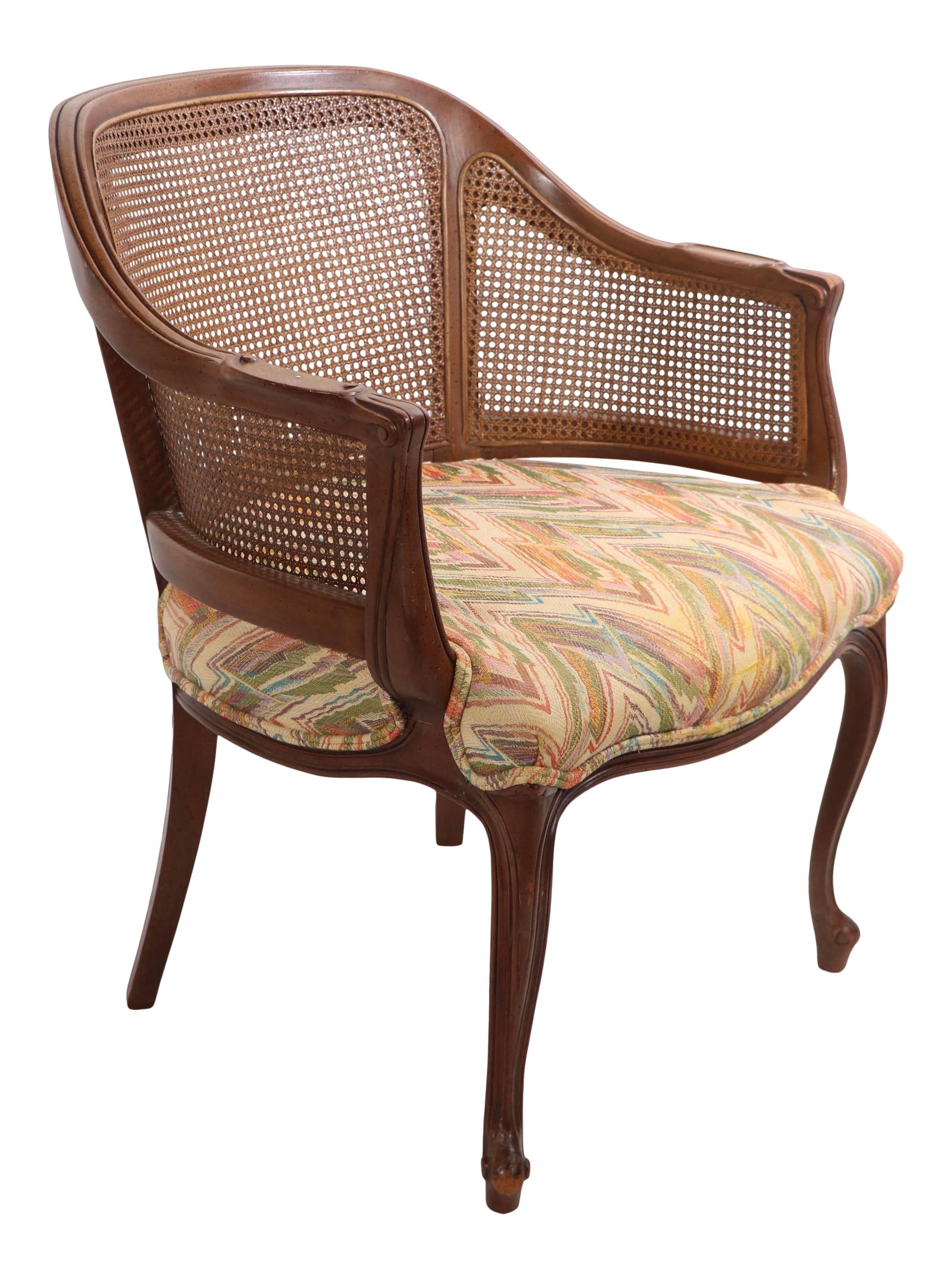 Provincial Caned Tub Chair with Carved Wood Frame (1 of 10)
