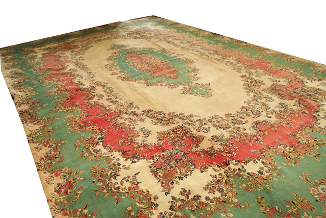 11.6 x 18 Multi-Color Semi-Antique Persian Kerman Area Rug (1 of 5)