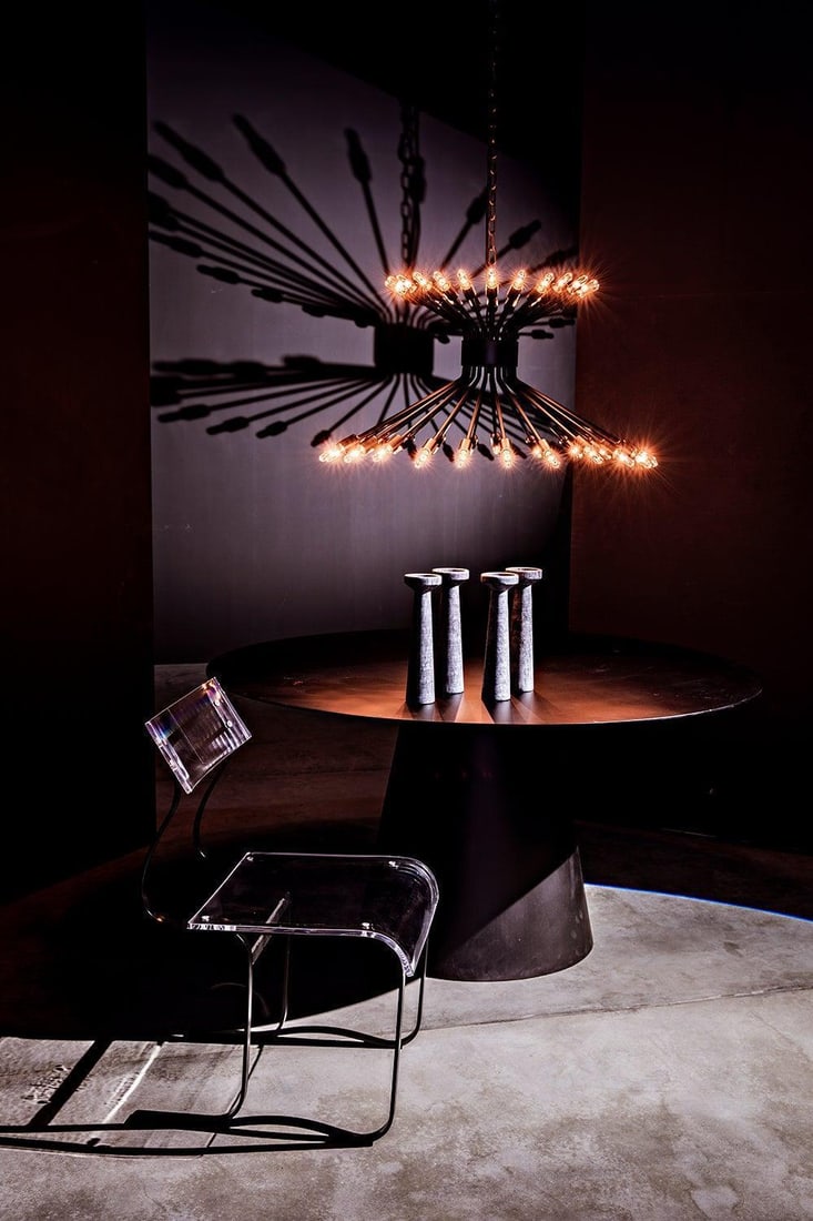 Mancini Industrial Steel Bowl Chandelier Matte Black 36x36 (1 of 1)