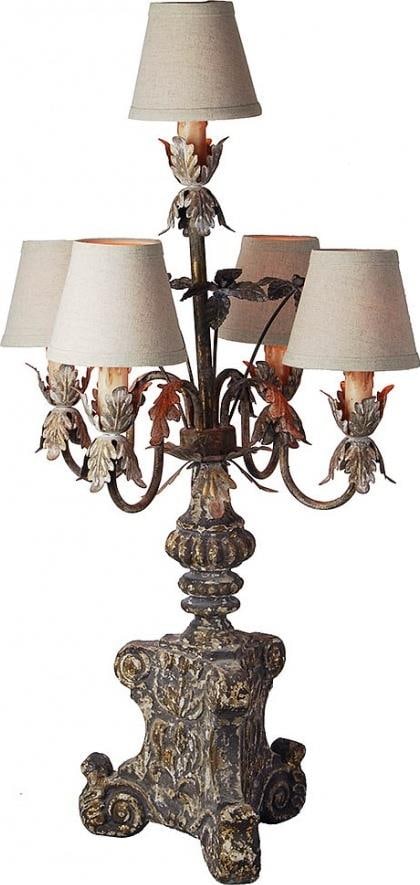 Provance Home Distressed Ivory Table Lamp Transitional Design 5 Bulb (1 of 1)