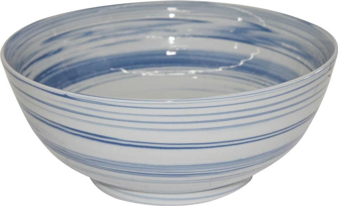 Handmade Blue and White Ceramic Bowl 16x16 Inches (1 of 3)