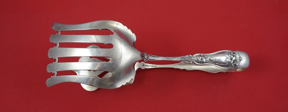 Sterling Silver Asparagus or Sandwich Tong Violet Pattern by Whiting 9 1/4 Inch (1 of 2)