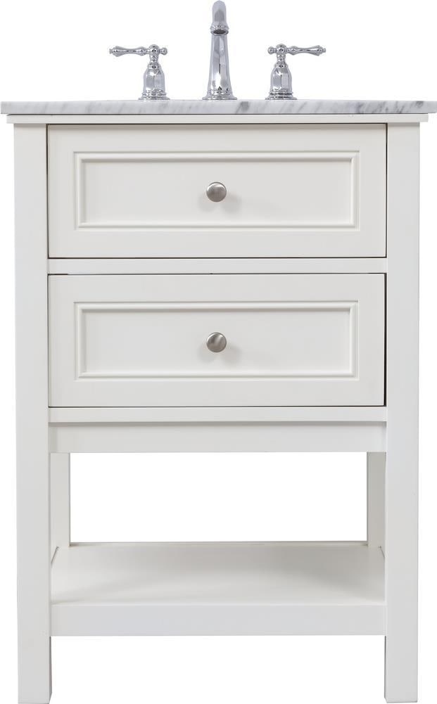 Elegant Lighting Contemporary White Bathroom Vanity Solid Wood 33.75H Brushed Nickel Finish (1 of 1)