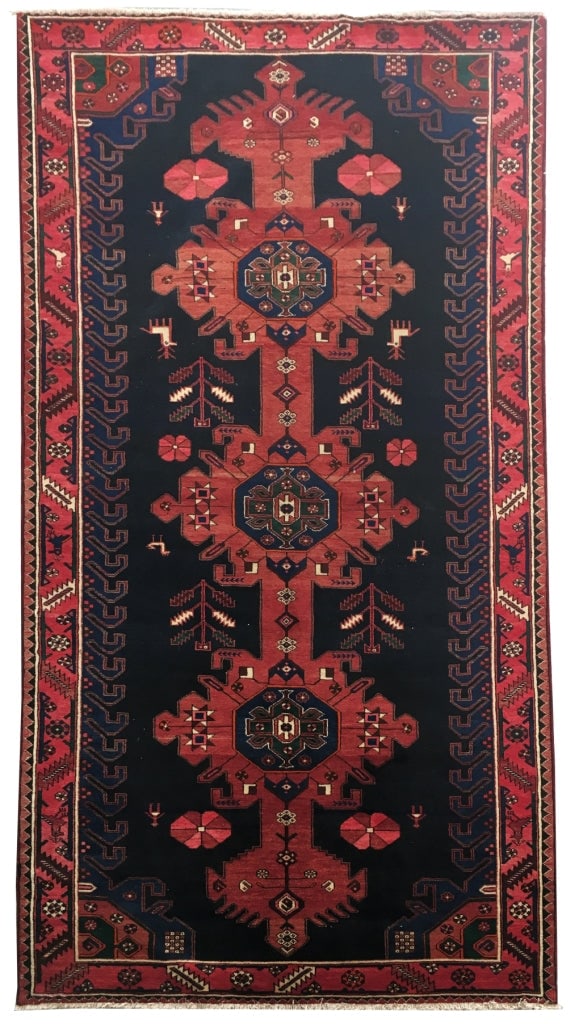 5.3 x 9.6 Handwoven Dull Red Persian Hamadan Rug from Iran (1 of 6)