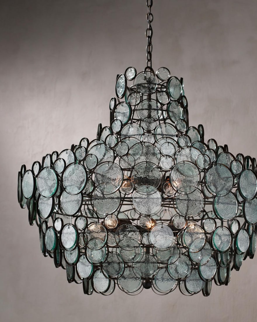 Currey Galahad Rustic Glass Iron Chandelier UL-Listed 12 Bulb (1 of 4)