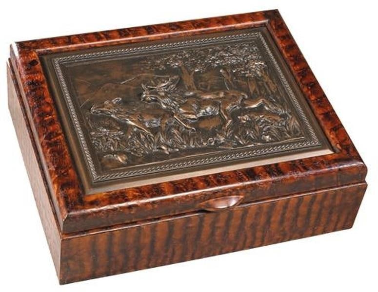 Rustic Moose Lodge Resin Box 3H 8W 7D Hand-Cast Green Finish (1 of 1)