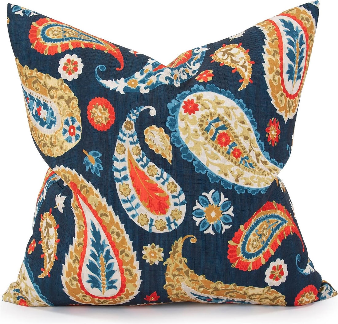 Howard Elliott Colorful Boteh Indigo Square Pillow 24x24: Howard Elliott Colorful Boteh Indigo Square Pillow 24x24 Add a touch of vibrant elegance to your space with this Colorful Boteh Indigo Decorative Pillow. Featuring a striking paisley design, this squa