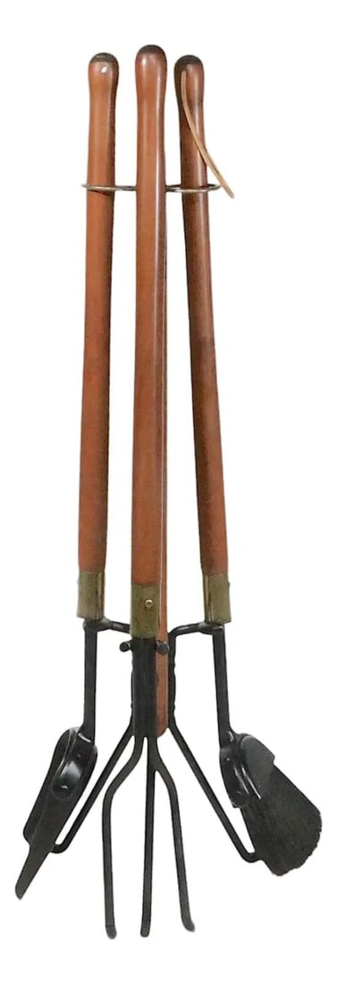Brass Iron Wood Fireplace Tools with Stand by Seymour Manufacturing (1 of 8)