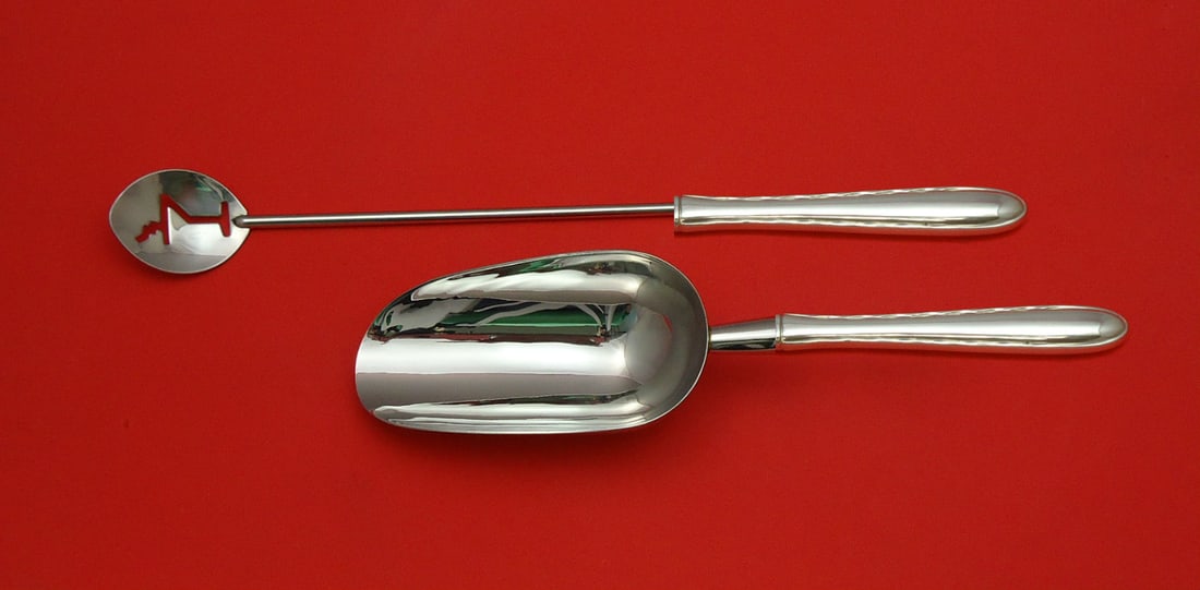 Towle Sterling Silver Custom Bar Set 2pc Silver Flutes Pattern (1 of 1)