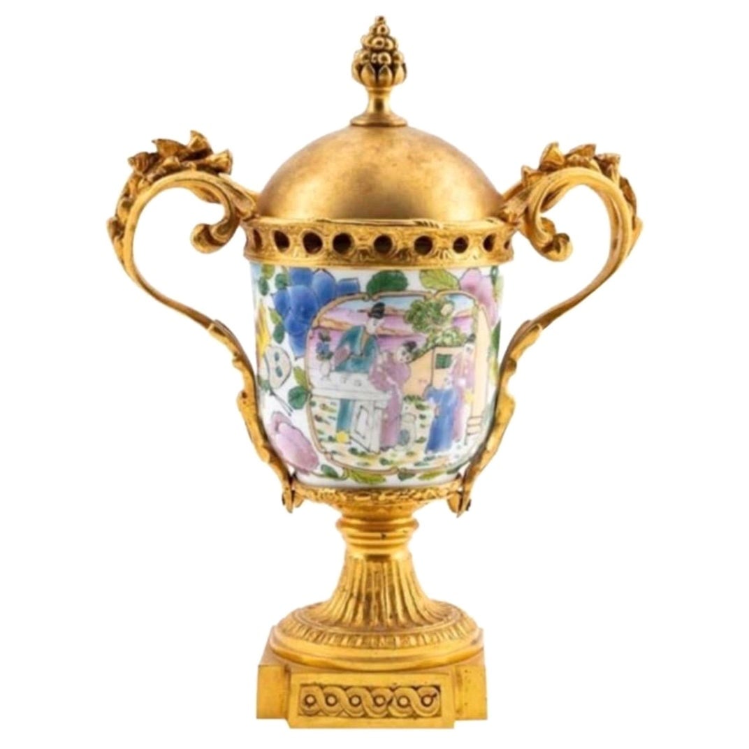 19th Century Chinese Porcelain Lidded Jar with Bronze Mounts (1 of 4)