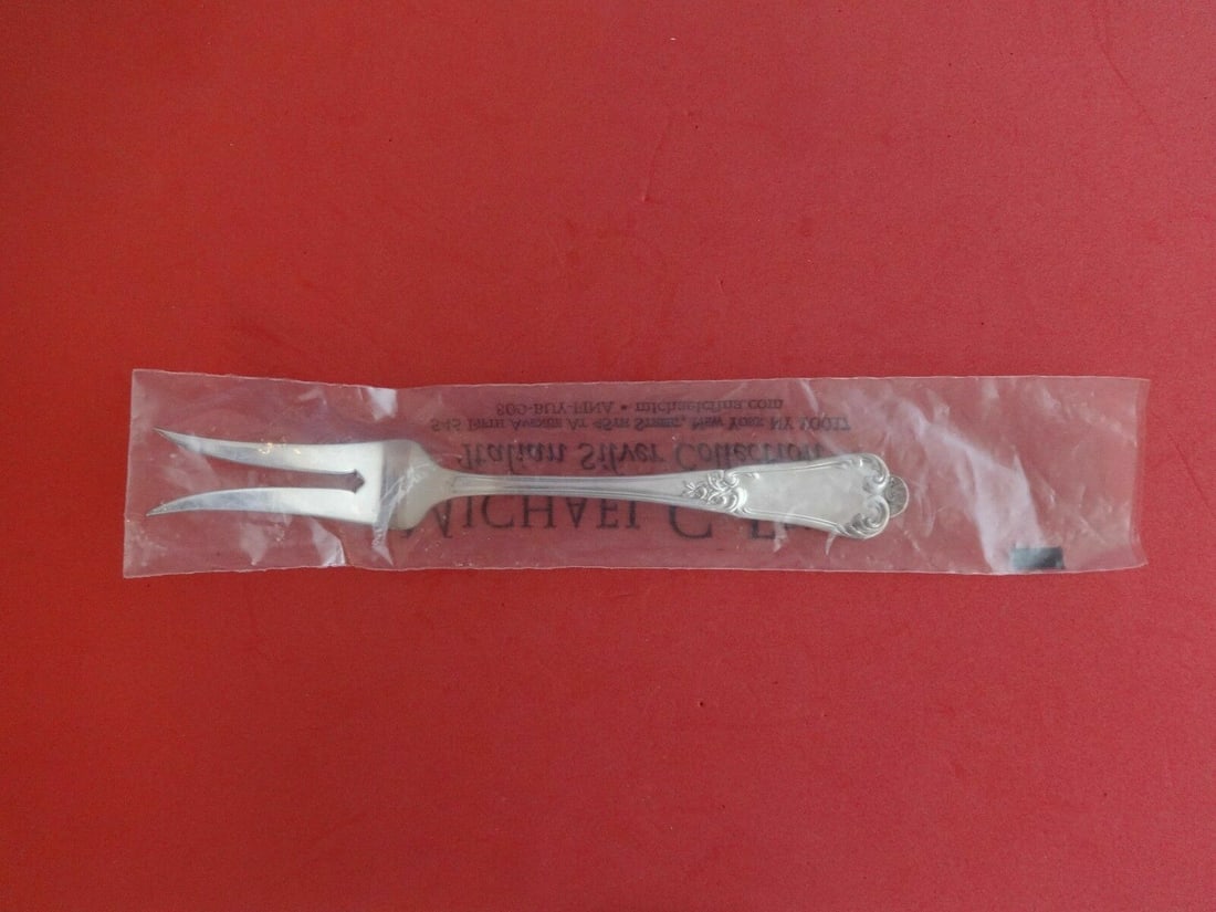 Zaramella Argenti Floreale Sterling Silver Cold Meat Fork 2-Tine 8 1/4 inches (1 of 2)
