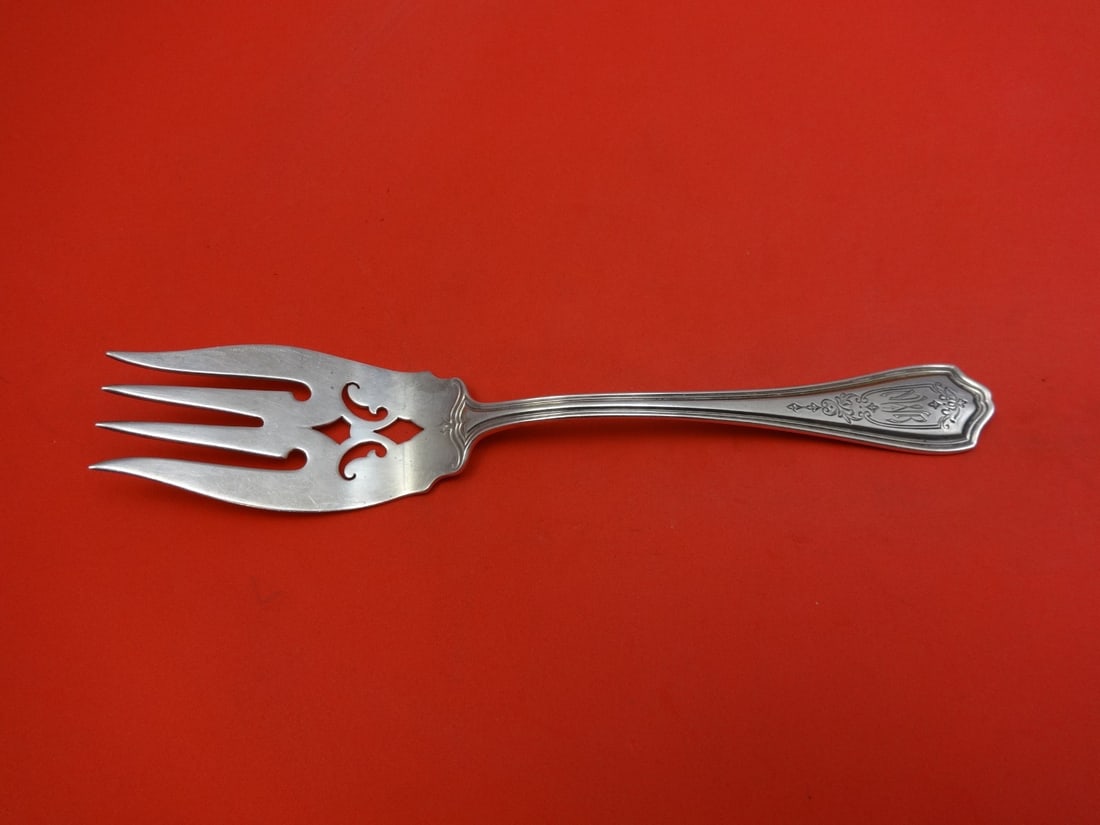 Reed & Barton Hepplewhite Chased Sterling Silver Cold Meat Fork Monogrammed 7 3/4" (1 of 1)