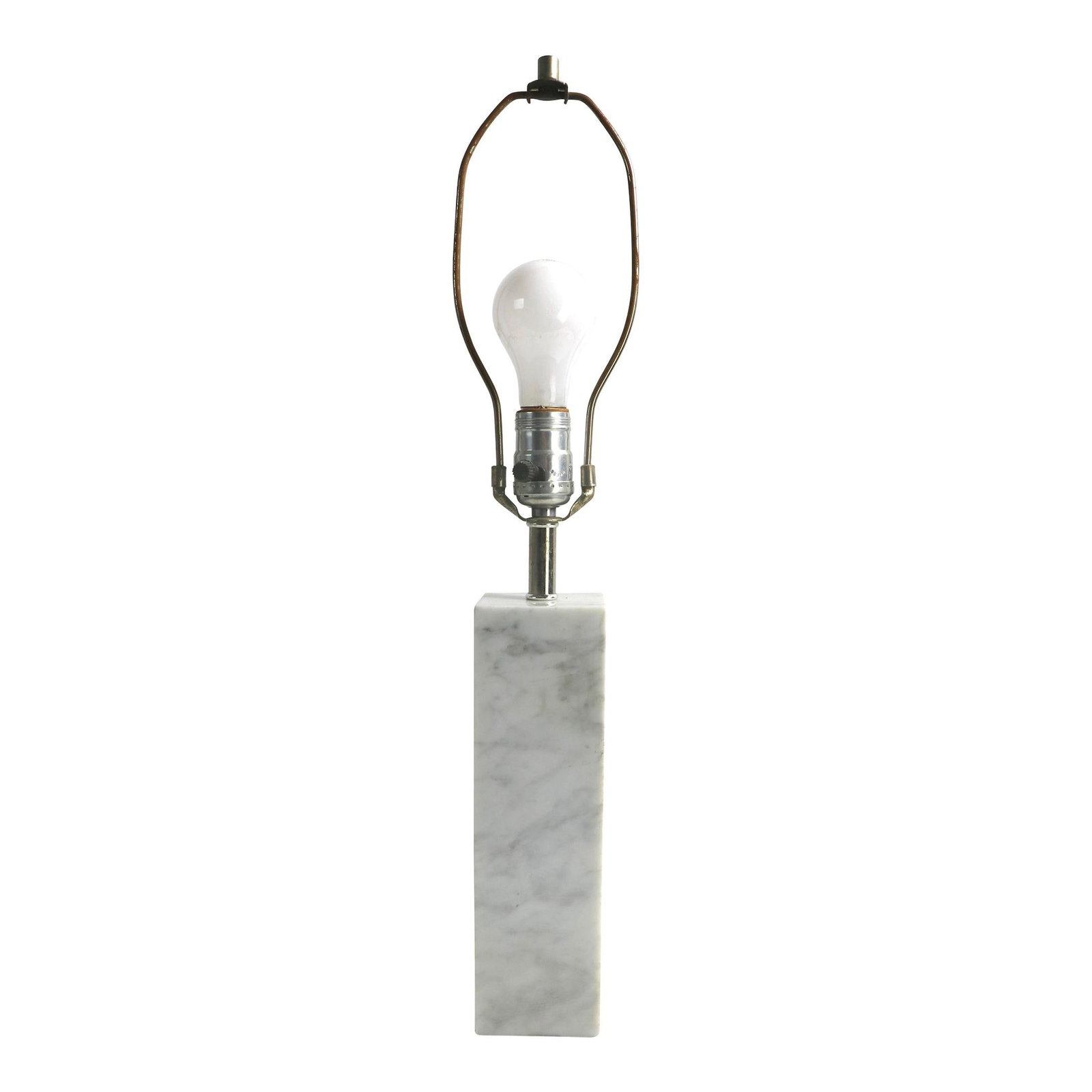 Minimalist Marble Table Lamp in Style of Florence Knoll: Minimalist Marble Table Lamp in Style of Florence Knoll This elegant modernist table lamp showcases a minimalist design inspired by the works of Robsjohn and Florence Knoll. It features a sturdy recta