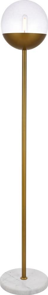 Elegant Eclipse Transitional Brass Glass Floor Lamp 62 Inches (1 of 1)
