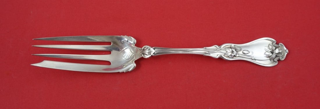Sterling Silver Cold Meat Fork Violet Pattern by Whiting 8.75 Inch (1 of 2)