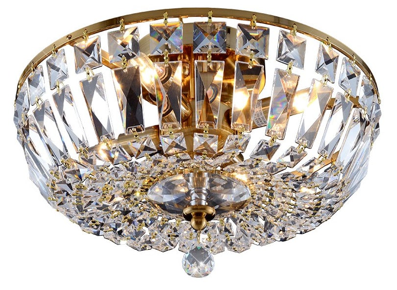 Vienna Crystal Flush Mount Chandelier 4 Light 14 Gold: Vienna Crystal Flush Mount Chandelier 4 Light 14 Gold This flush mount chandelier from the Vienna Collection features a 24K gold color frame adorned with high-quality Asfour crystals that provide an