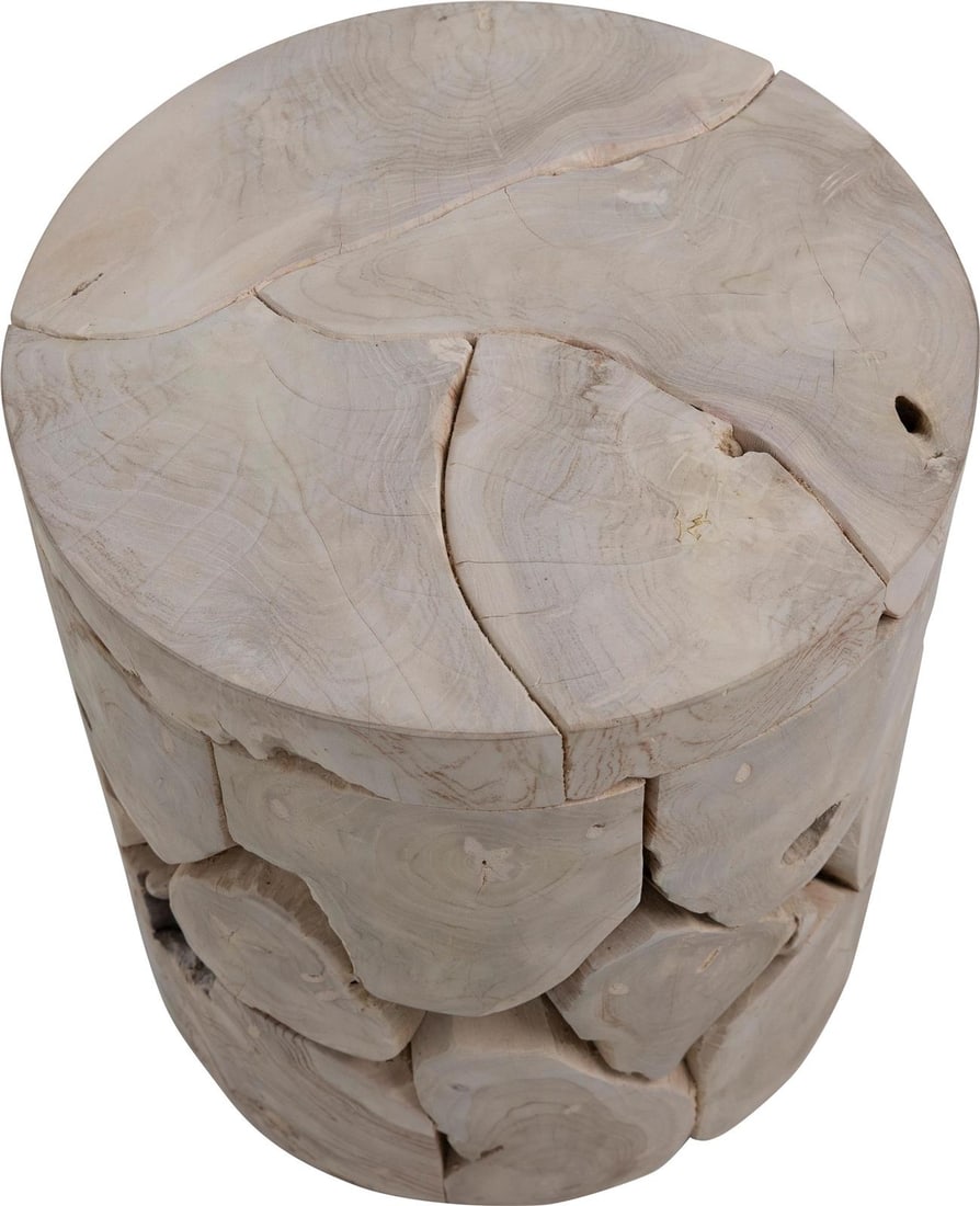 Briar Collection Round Bleached Teak Side Table - 2