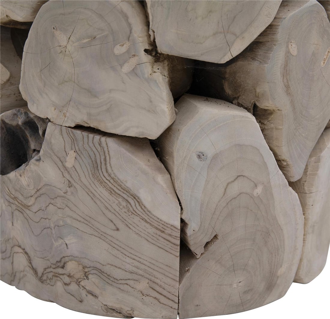 Briar Collection Round Bleached Teak Side Table - 3