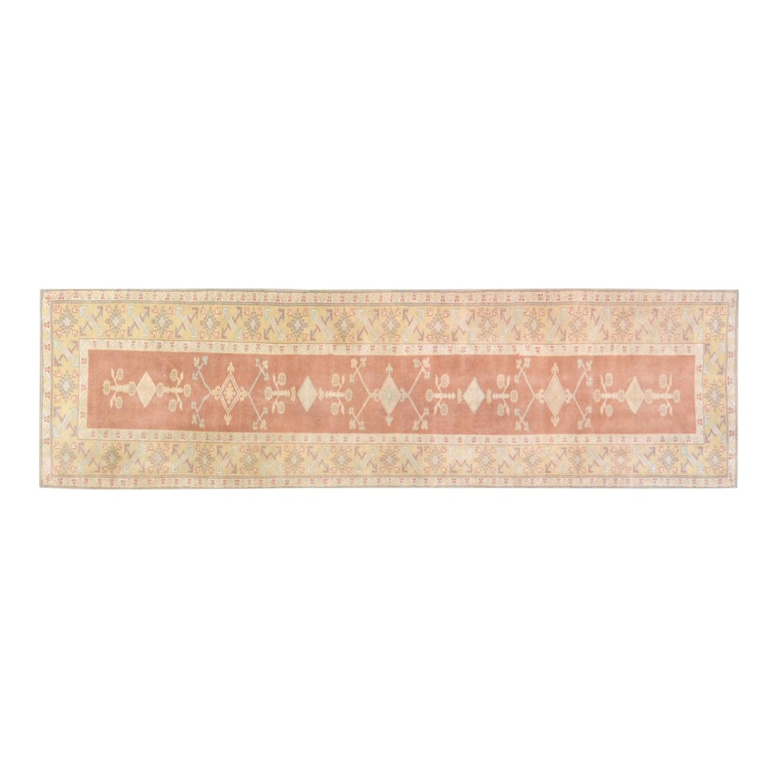 2'7 x 9'5 Hand-Knotted Wool Anatolian Turkish Rug Orange: 2'7 x 9'5 Hand-Knotted Wool Anatolian Turkish Rug Orange This vintage Turkish Anatolian rug is hand-knotted from wool using traditional techniques, resulting in a durable and richly textured piece. Th