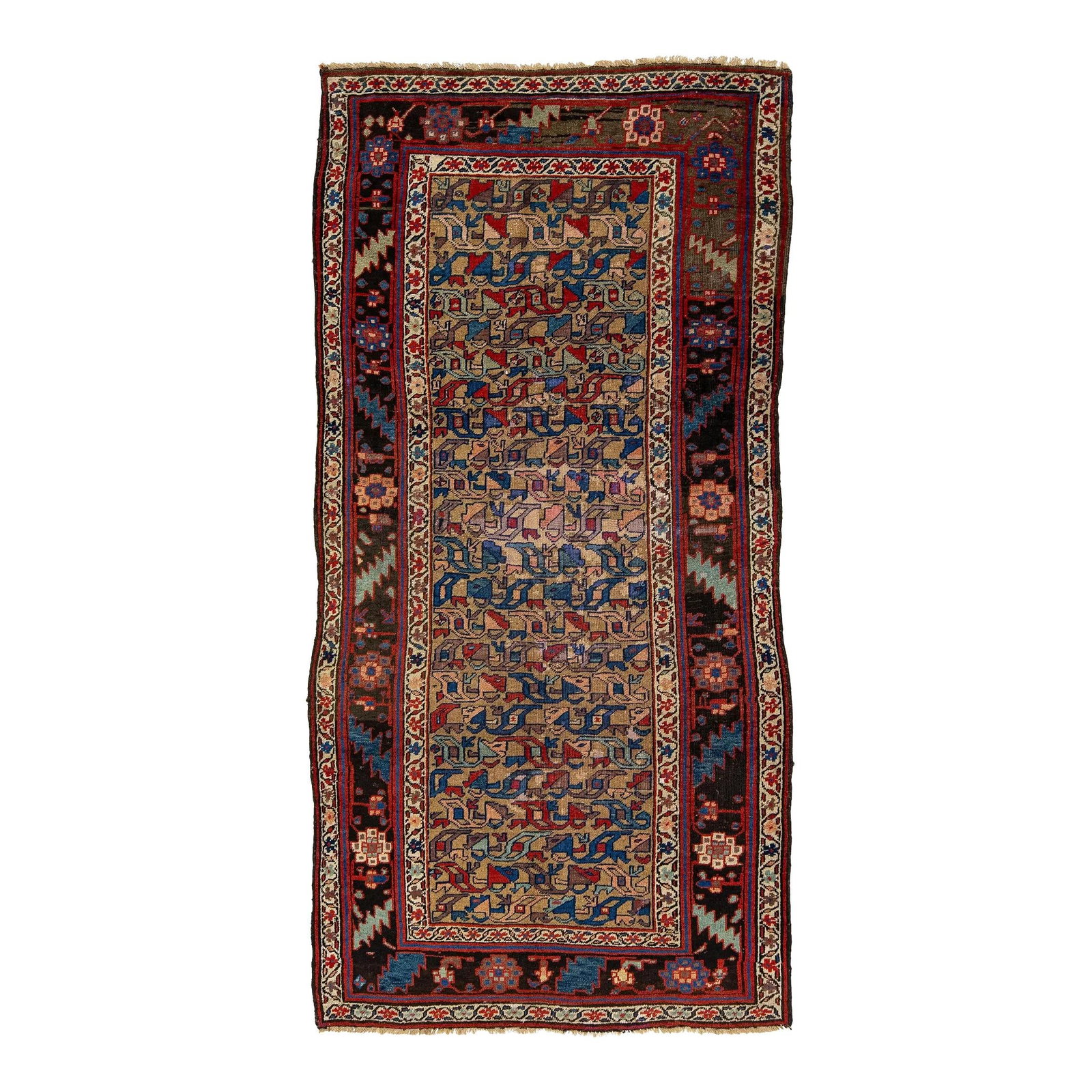 Antique Bidjar Handmade Wool Rug Floral Design 4'2 x 8'9: Antique Bidjar Handmade Wool Rug Floral Design 4'2 x 8'9 Enhance your space with this exquisite antique Bidjar rug, meticulously hand-knotted from high-quality wool. Featuring a rich brown field adorn
