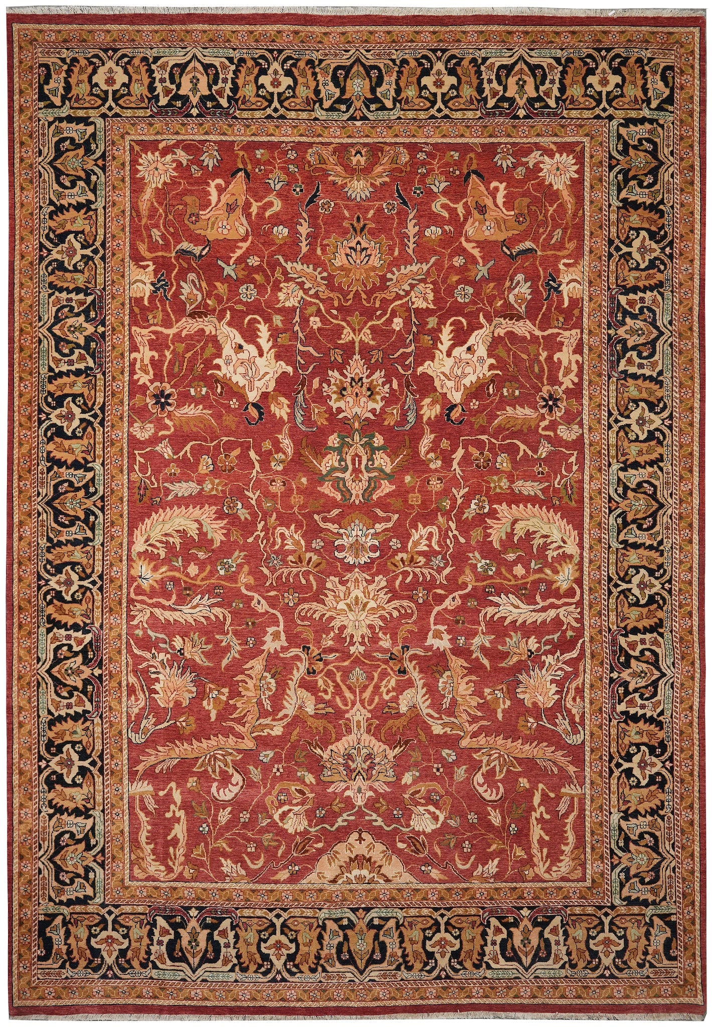 Handmade Traditional Wool Agra Rug 11.11 x 17.11 Antique Persian Reproduction: Handmade Traditional Wool Agra Rug 11.11 x 17.11 Antique Persian Reproduction Free continental US Shipping This handmade Agra rug is a reproduction of an antique Persian design, skillfully hand-knotte