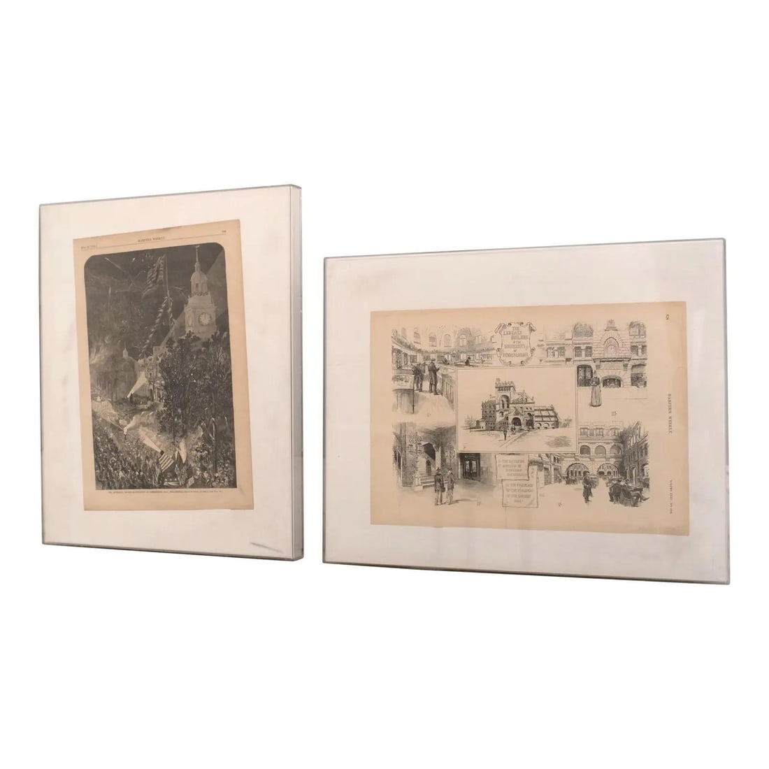 Pair of Vintage Harpers Weekly Prints 18th Century 11 x 16 inches: Pair of Vintage Harpers Weekly Prints 18th Century 11 x 16 inches This pair of vintage prints from Harpers Weekly features historical illustrations, dating back to 1876 and 1782. The prints showcase s
