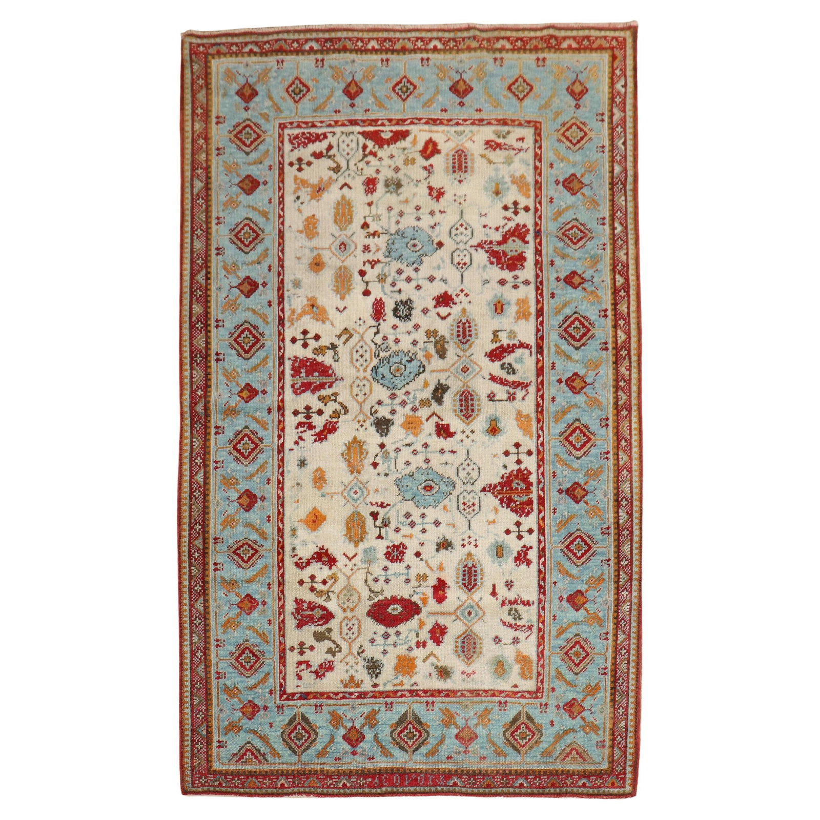 Zabihi Collection Antique Turkish Ghiordes Hand-Knotted Wool Rug 45 x 71 in: Zabihi Collection Antique Turkish Ghiordes Hand-Knotted Wool Rug 45 x 71 in Discover the charm of the early 20th century with this exquisite Turkish Ghiordes rug. Hand-knotted from high-quality wool, 