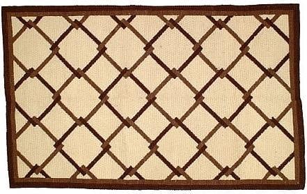 Handmade Grosse Point Wool Rug Lattice Design in Brown Cream: Handmade Grosse Point Wool Rug Lattice Design in Brown Cream Enhance your home decor with this Handmade Vintage Style Grosse Point Rug, designed in rich browns. This exquisite rug features a cream bac