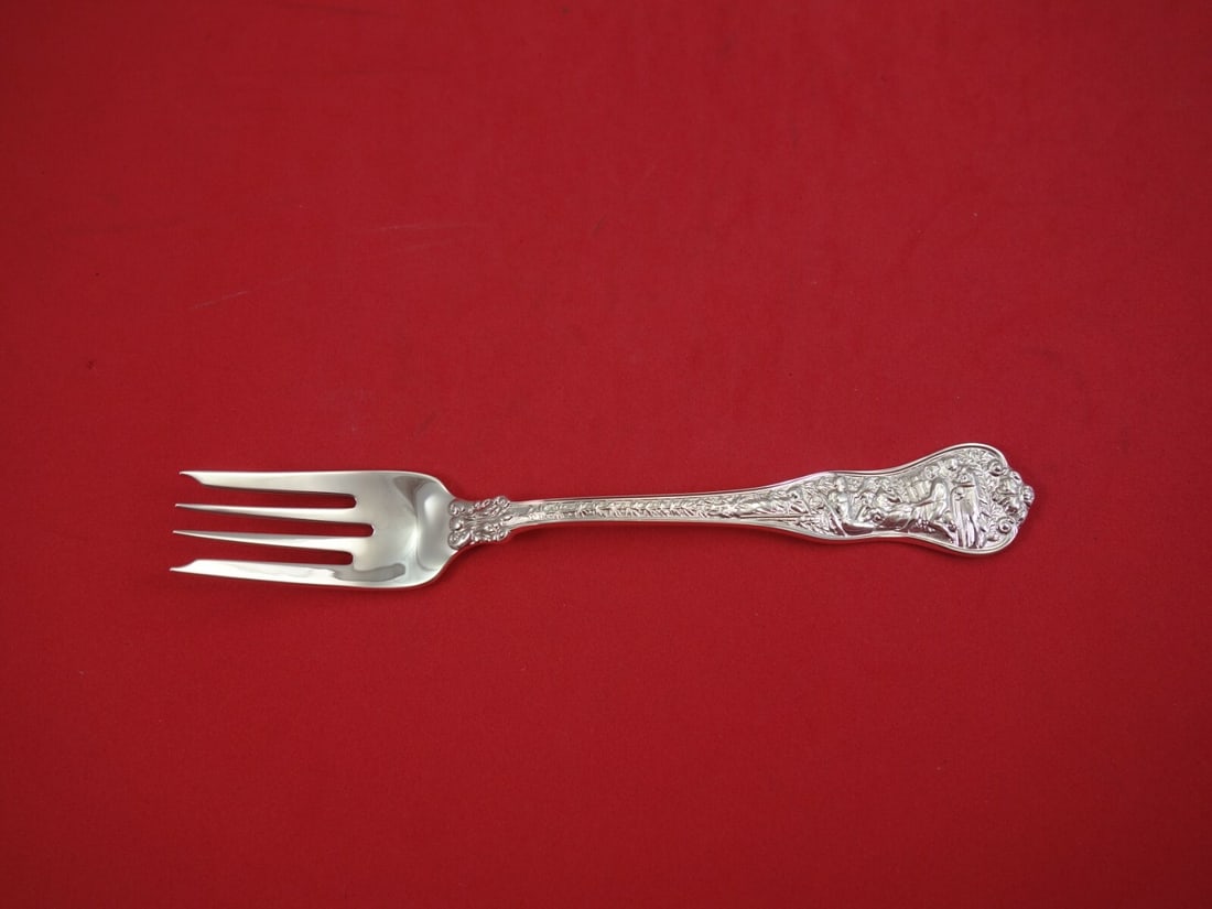 Tiffany & Co Olympian Sterling Silver Salad Fork 6.75 inches Unused: Tiffany & Co Olympian Sterling Silver Salad Fork 6.75 inches Unused This exquisite salad fork is part of the Olympian pattern by Tiffany & Co., crafted from high-quality sterling silver. Measuring 6
