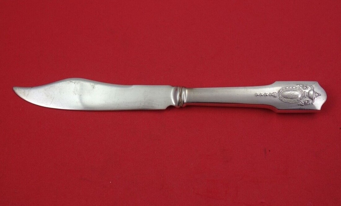 Shreve Adam Sterling Silver Fish Knife 8 1/4 Inch Monogrammed: Shreve Adam Sterling Silver Fish Knife 8 1/4 Inch Monogrammed Experience elegance with this Adam by Shreve Sterling Silver Fish Knife, measuring 8 1/4 inches. Crafted with a hollow handle and stainles