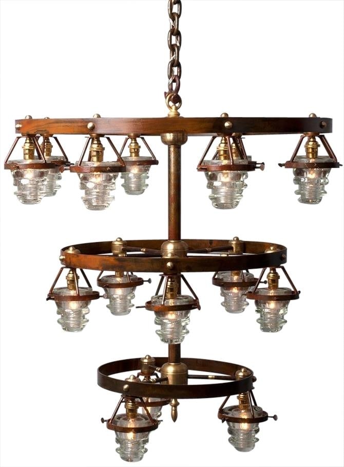 Handcrafted Blue Insulator Bowl Chandelier UL-Listed (1 of 2)