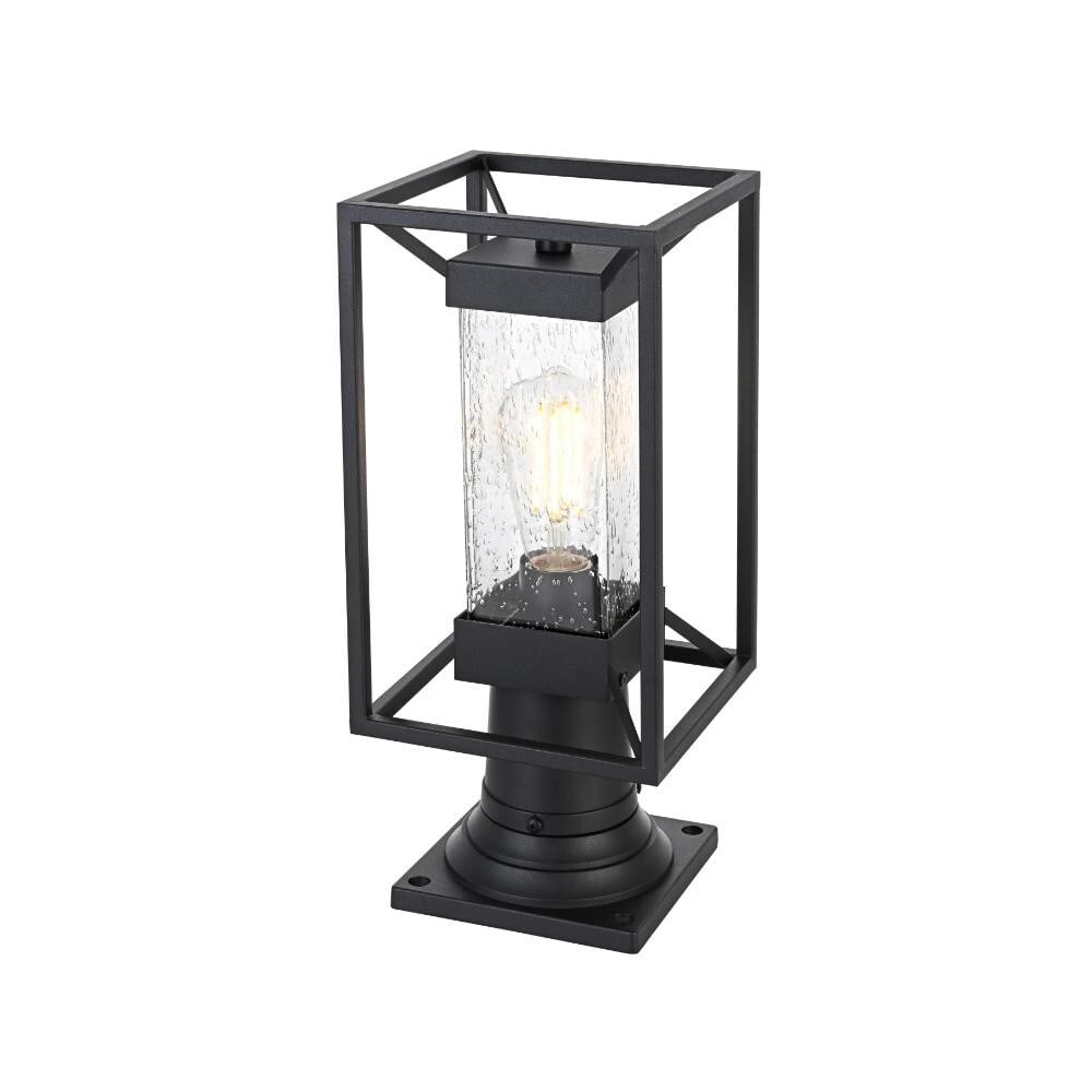 Willington Black Iron Glass Wall Mounted Outdoor Light 16 inch (1 of 9)